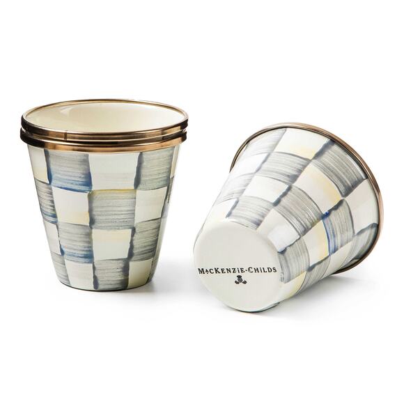 Mackenzie-Childs Sterling Check Herb Pots, Set of 3 NEW - Picture 2 of 4